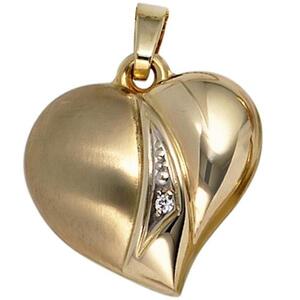 Anh�nger Herz 333 Gold Gelbgold mattiert 1 Zirkonia HerzAnh�nger