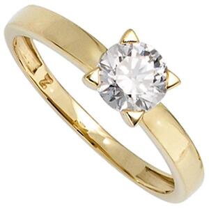 Damen Ring aus 333 Gelbgold, 1 Zirkonia, Goldring (Gr��e: 58)