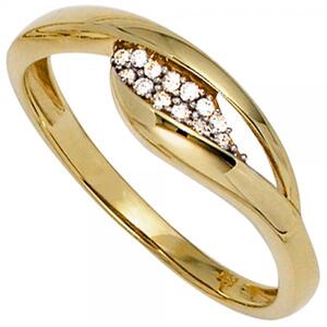 Damen Ring 333 Gelbgold bicolor mit Zirkonia Goldring (Gr��e: 54)