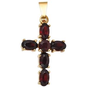 Anh�nger Kreuz 375 Gold Gelbgold 6 Granate rot Goldkreuz