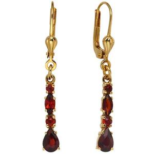 Boutons 375 Gelbgold 8 Granate rot Ohrringe Ohrh�nger Goldohrringe