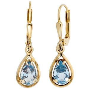 Boutons Tropfen 333 Gelbgold 2 Spinelle hellblau blau Ohrh�nger