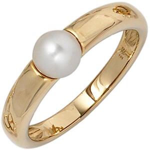 Damen Ring 585 Gelbgold 1 Perle, Perlenring (Gre: 50)