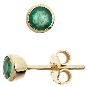 Ohrstecker rund 333 Gelbgold 2 Smaragde gr�n Ohrringe Goldohrstecker