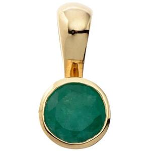Anh�nger rund 333 Gold Gelbgold 1 Smaragd gr�n Gold Anh�nger