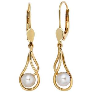 Boutons 585 Gelbgold 2 S��wasserperlen Perlen Ohrringe Perlenohrringe