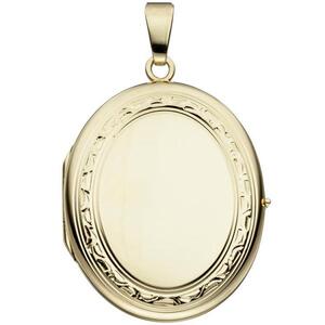 Medaillon oval 585 Gelbgold Anh�nger zum �ffnen