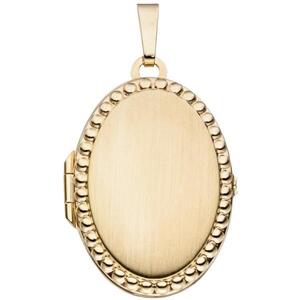Medaillon oval f�r 2 Fotos 333 Gold Gelbgold mattiert zum �ffnen