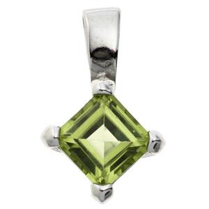 Anh�nger 925 Sterling Silber rhodiniert 1 Peridot gr�n 13,6 mm