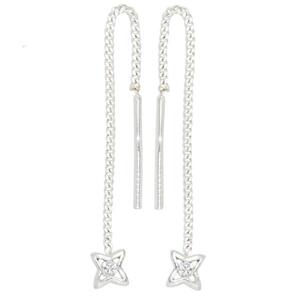 Durchzieh-Ohrh�nger Stern 925 Sterling Silber rhodiniert 2 Zirkonia