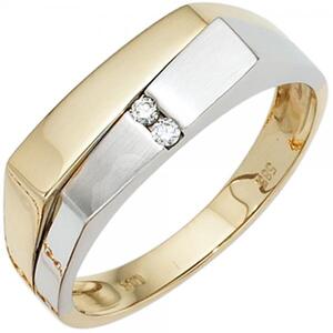 Herren Ring 585 Gelbgold Weigold mattiert, 2 Diamanten (Gre: 66)