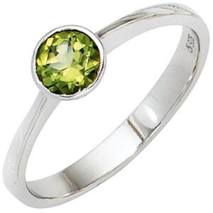 Damen Ring 925 Sterling Silber rhodiniert 1 Peridot gr�n (Gr��e: 58)