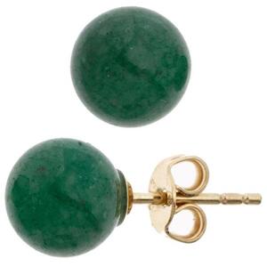 Ohrstecker Kugel 333 Gold Gelbgold 2 Aventurine gr�n Ohrringe Goldohrstecker