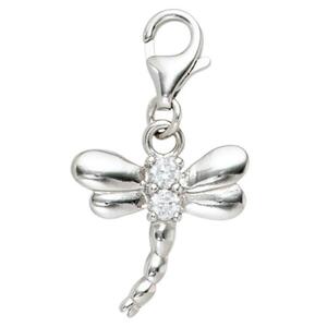 Einh�nger Charm Libelle 925 Sterling Silber rhodiniert 2 Zirkonia