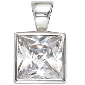 Anh�nger 925 Sterling Silber rhodiniert 1 Zirkonia 15,2 mm hoch