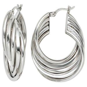 Creolen 925 Sterling Silber rhodiniert, 10,1 mm breit