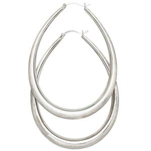 Creolen 925 Sterling Silber rhodiniert eismatt Ohrringe 4,3 mm breit