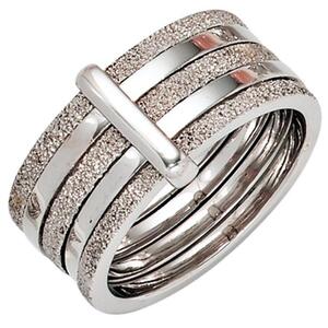 Damen Ring breit 925 Sterling Silber rhodiniert und teildiamantiert (Gre: 60)