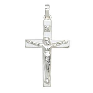 Anh�nger Kreuz 925 Sterling Silber rhodiniert teilmattiert
