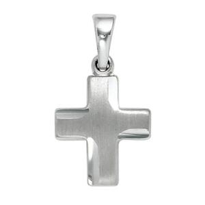 Anh�nger Kreuz 925 Sterling Silber massiv rhodiniert teilmattiert