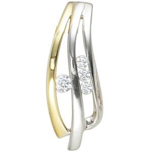 Anh�nger 925 Sterling Silber rhodiniert teilvergoldet 4 Zirkonia