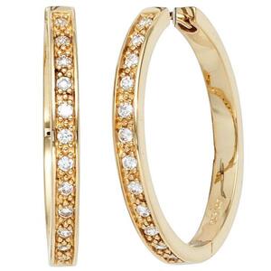 Creolen 925 Sterling Silber vergoldet 24 Zirkonia Ohrringe