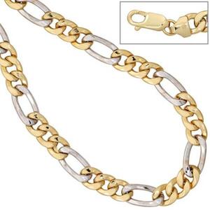 Figarokette 333 Gelbgold Wei�gold bicolor 45 cm Gold Kette Halskette