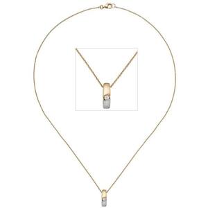 Collier, Anhnger 585 Gelbgold mattiert 1 Diamant Brillant 43 cm