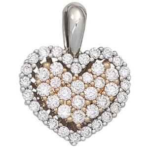 Anhnger Herz 585 Wei- Rotgold 43 Diamanten Brillanten