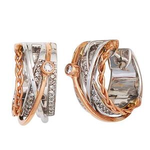 Creolen rund 585 Gold Wei�gold Rotgold bicolor 52 Diamanten Ohrringe Goldcreolen