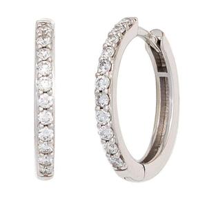 Creolen 585 Wei�gold 22 Diamanten Brillanten Ohrringe Klappmechanik