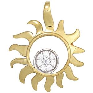 Anhnger Sonne 585 Gelbgold teilrhodiniert 8 Diamanten 0,07ct.