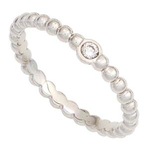 Damen Ring Kugel 950 Platin 1 Diamant Brillant 0,05ct. Kugelring (Gr��e: 54)