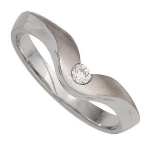 Damen Ring 950 Platin matt 1 Diamant Brillant 0,08ct. Platinring (Gr��e: 54)
