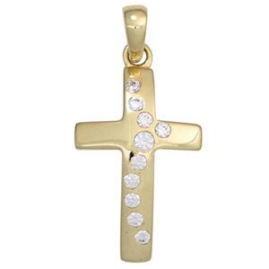 Anh�nger Kreuz 333 Gelbgold 10 Zirkonia