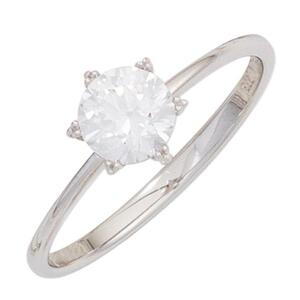 Damen Ring aus 333 Gold Wei�gold, 1 Zirkonia Wei�goldring (Gr��e: 58)