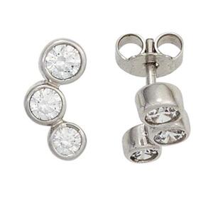 Ohrstecker 375 Wei�gold 6 Zirkonia Ohrringe