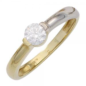 Damen Ring 333 Gelbgold Wei�gold Zirkonia Goldring, 5 mm breit (Gr��e: 54)