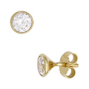 Ohrstecker rund 333 Gold Gelbgold 2 Zirkonia Ohrringe 4,8 mm