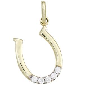 Anh�nger Hufeisen 333 Gelbgold teilrhodiniert 5 Zirkonia