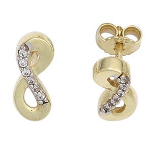 Ohrstecker 333 Gelbgold teilrhodiniert mit Zirkonia Ohrringe