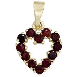 Anh�nger Herz 375 Gelbgold 12 Granate