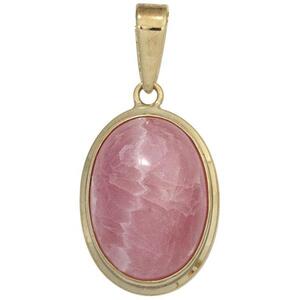 Anh�nger oval 585 Gold Gelbgold 1 Rhodochrosit rosa Goldanh�nger