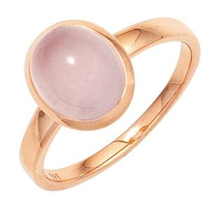 Damen Ring 585 Gold Rotgold 1 Rosenquarz Cabochon rosa Rotgoldring (Gr��e: 52)