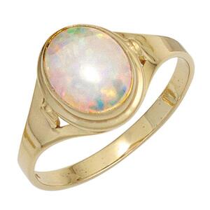 Damen Ring 333 Gelbgold 1 Opal Goldring (Gr��e: 54)