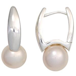 Creolen 925 Silber 2 Swasser Perlen Ohrringe Perlenohrringe