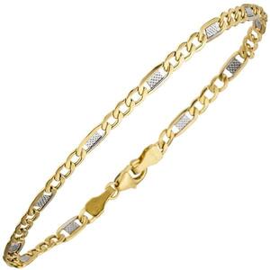 Steg-Panzerarmband 333 Gelbgold teilrhodiniert 19 cm Armband