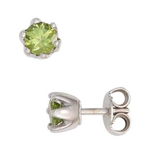 Ohrstecker 925 Sterling Silber rhodiniert 2 Peridote gr�n 4,8 mm