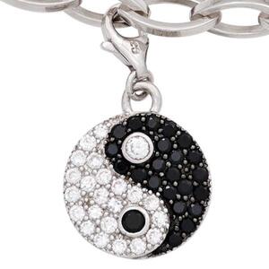 Einh�nger Charm Ying Yang 925 Sterling Silber rhodiniert mit Zirkonia