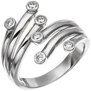 Damen Ring 925 Sterling Silber rhodiniert 6 Zirkonia (Gr��e: 52)